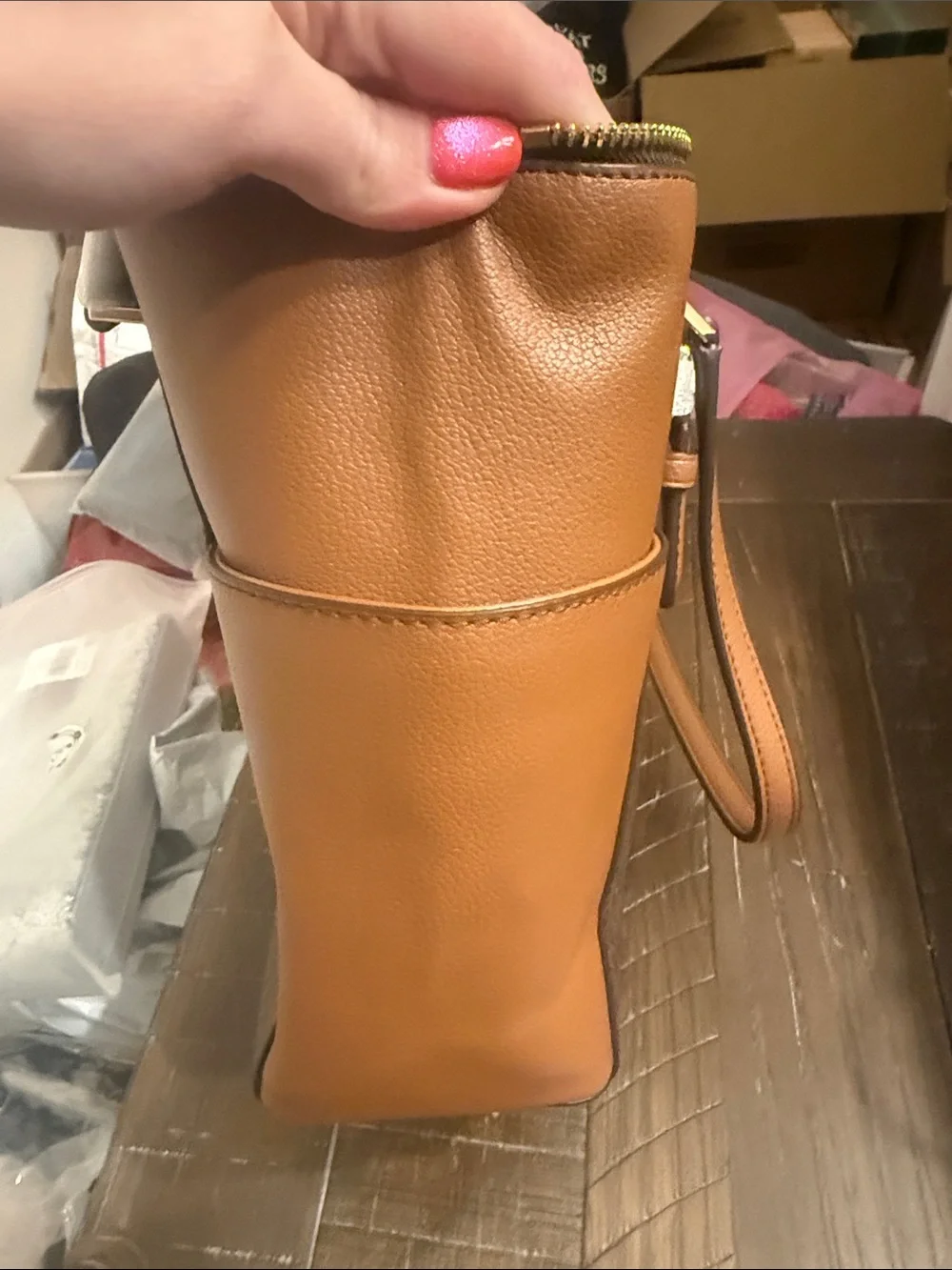 Michael Kors Brown Logo-Print Tote with Tan Trim - Picture 5 of 8